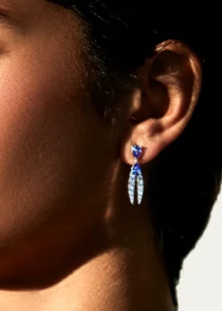 KAMALLotus Diamond and Tanzanite Earrings