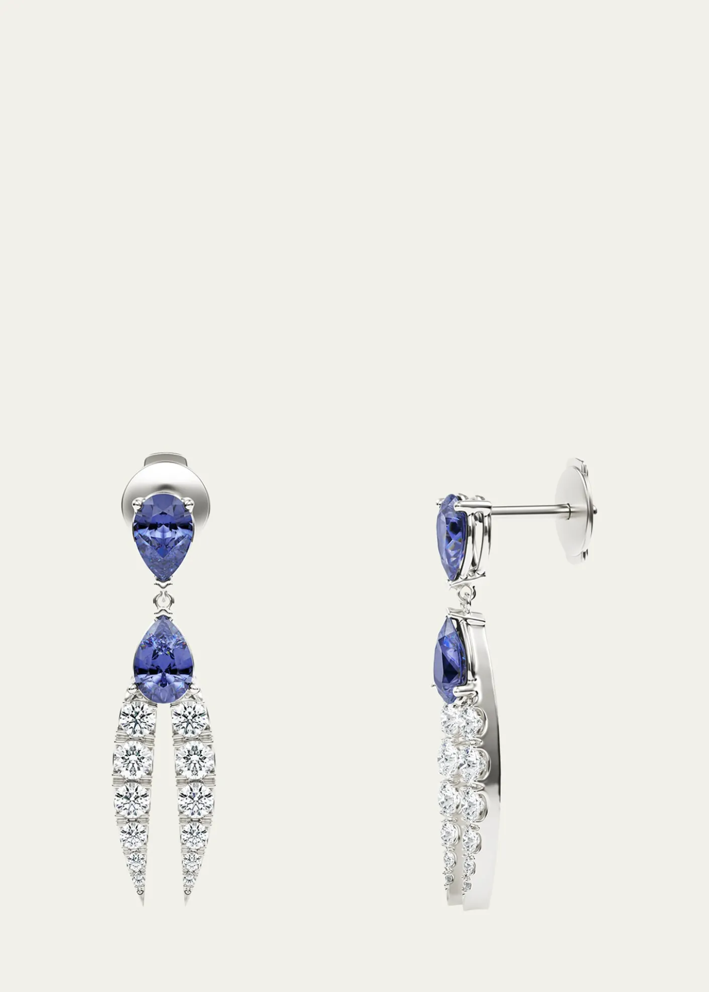 KAMALLotus Diamond and Tanzanite Earrings