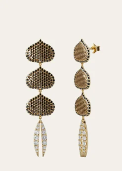KAMALTriple Eye Adore Lotus Black and White Diamond Earrings