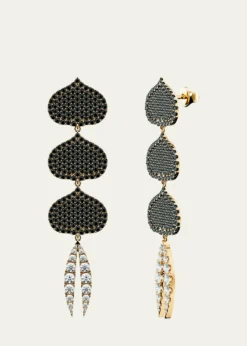 KAMALTriple Eye Adore Lotus Black and White Diamond Earrings