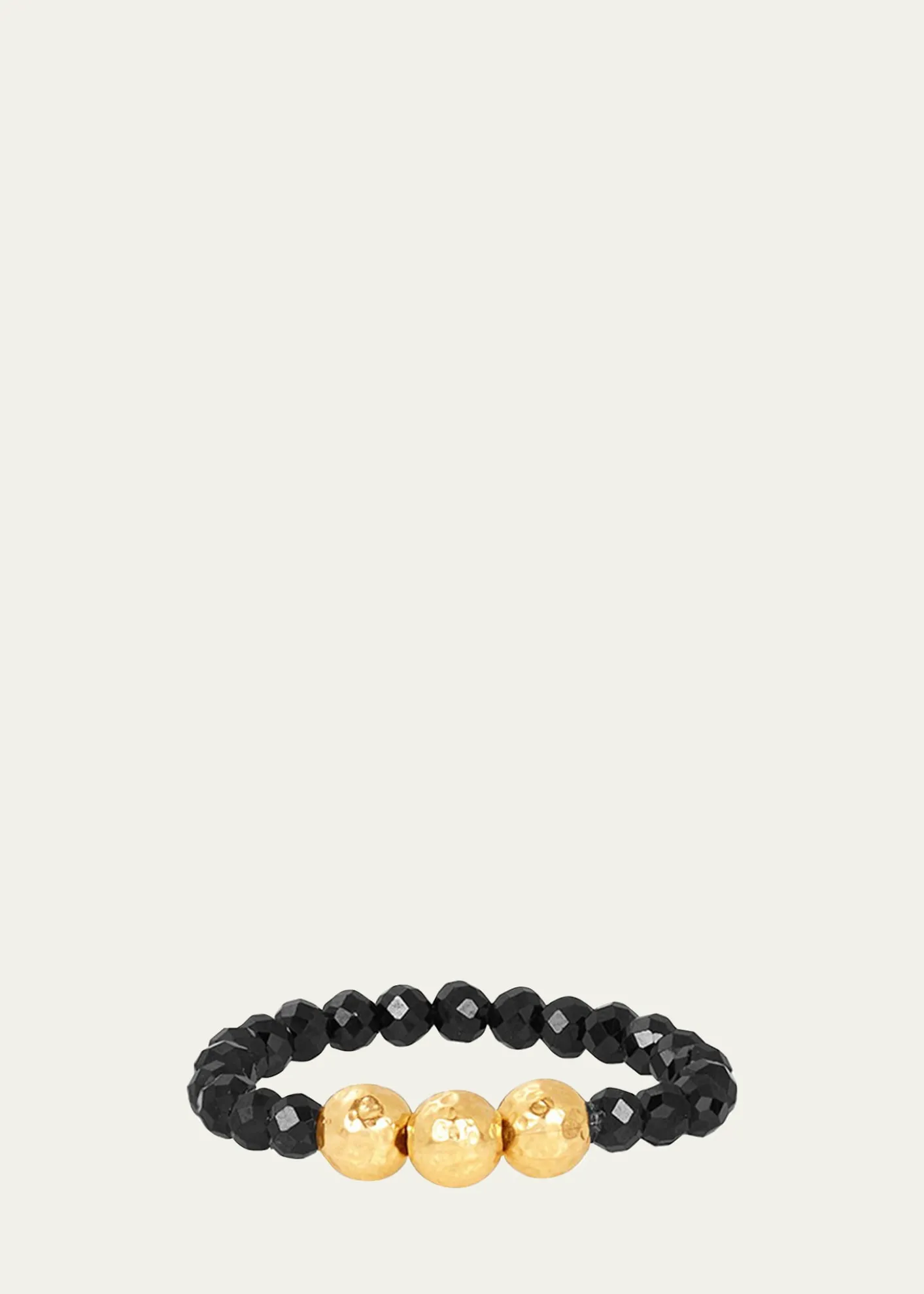 KAREN LAZAR3mm Micro Faceted Black Spinel Stone and 14K Gold-Filled Textured Bead Rings