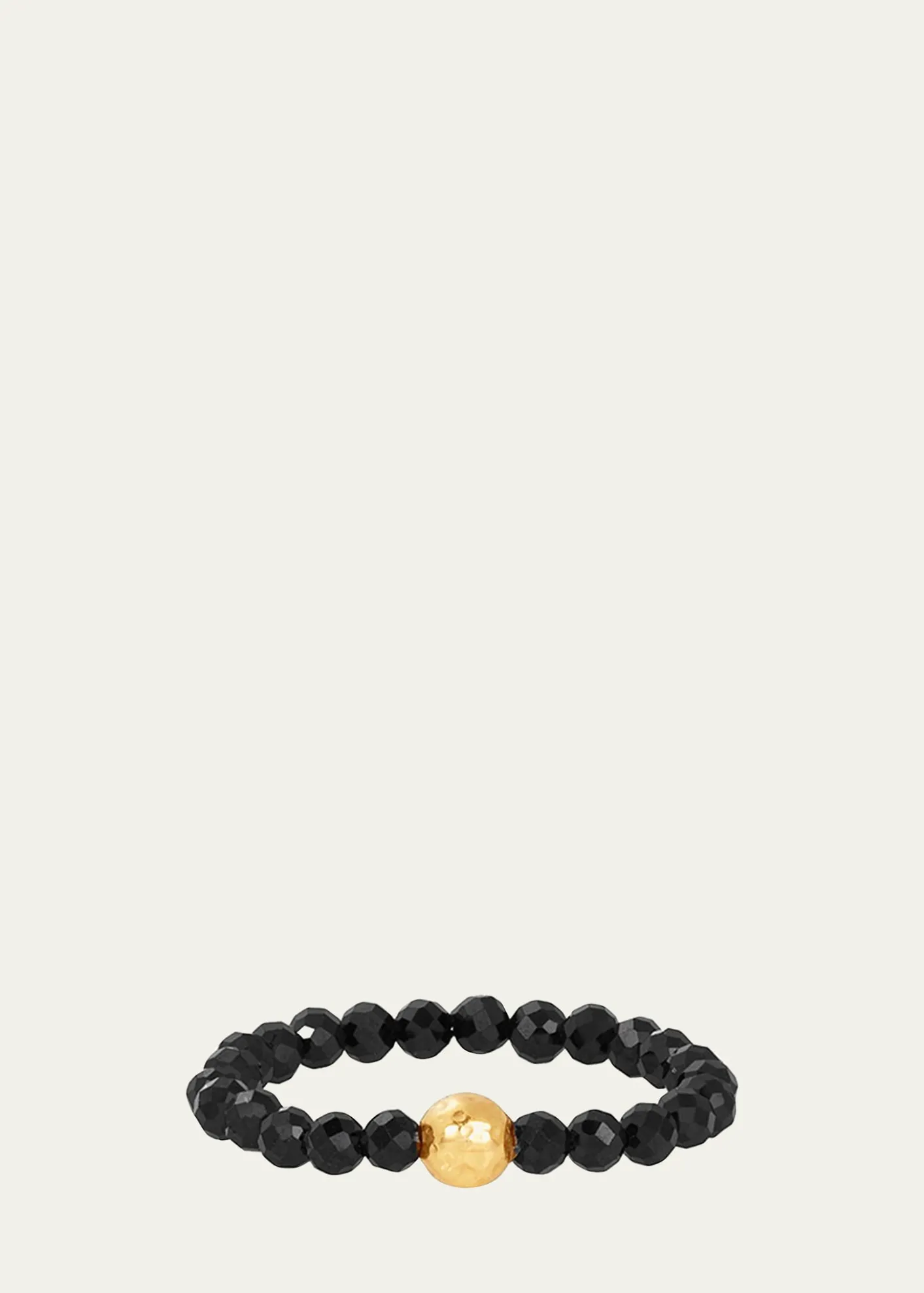 KAREN LAZAR3mm Micro Faceted Black Spinel Stone and 14K Gold-Filled Textured Bead Rings