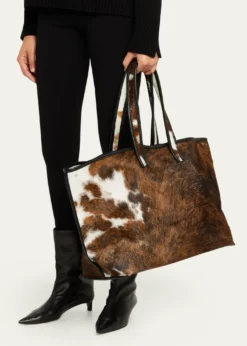 KasslCow-Print Calf Hair Tote Bag