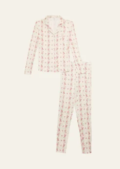 KatieJ NYCGirl's Two-Piece Floral-Print Pajamas, Size S-XL
