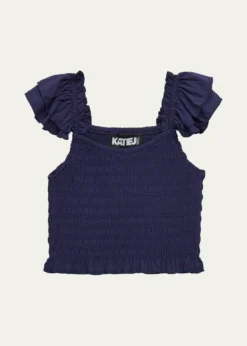 KatieJ NYCGirl's Joanna Smocked Ruffle Top, Size S-XL