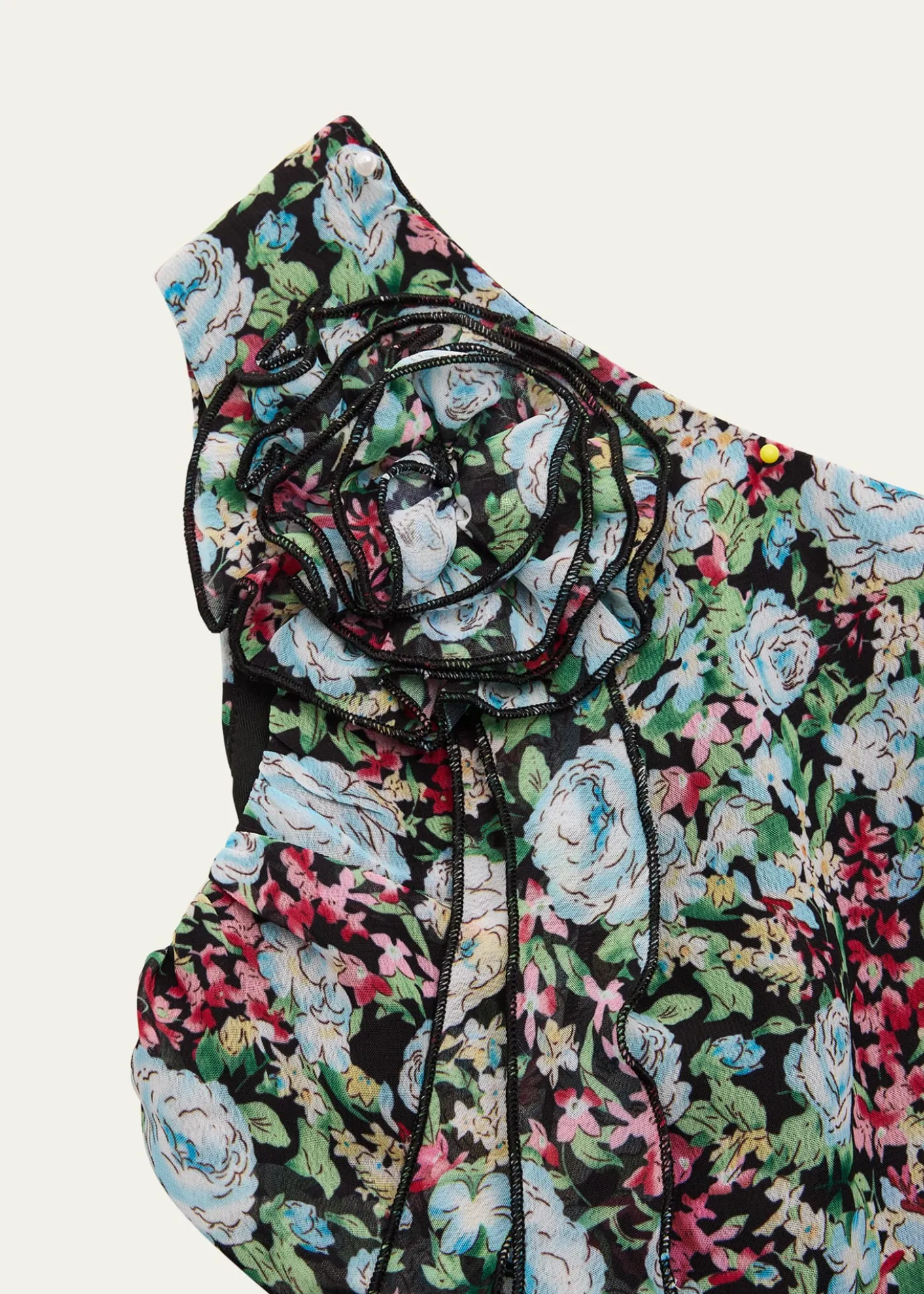 KatieJ NYCGirl's Tween Floral-Print One Shoulder Rossette Top, Size S-XL