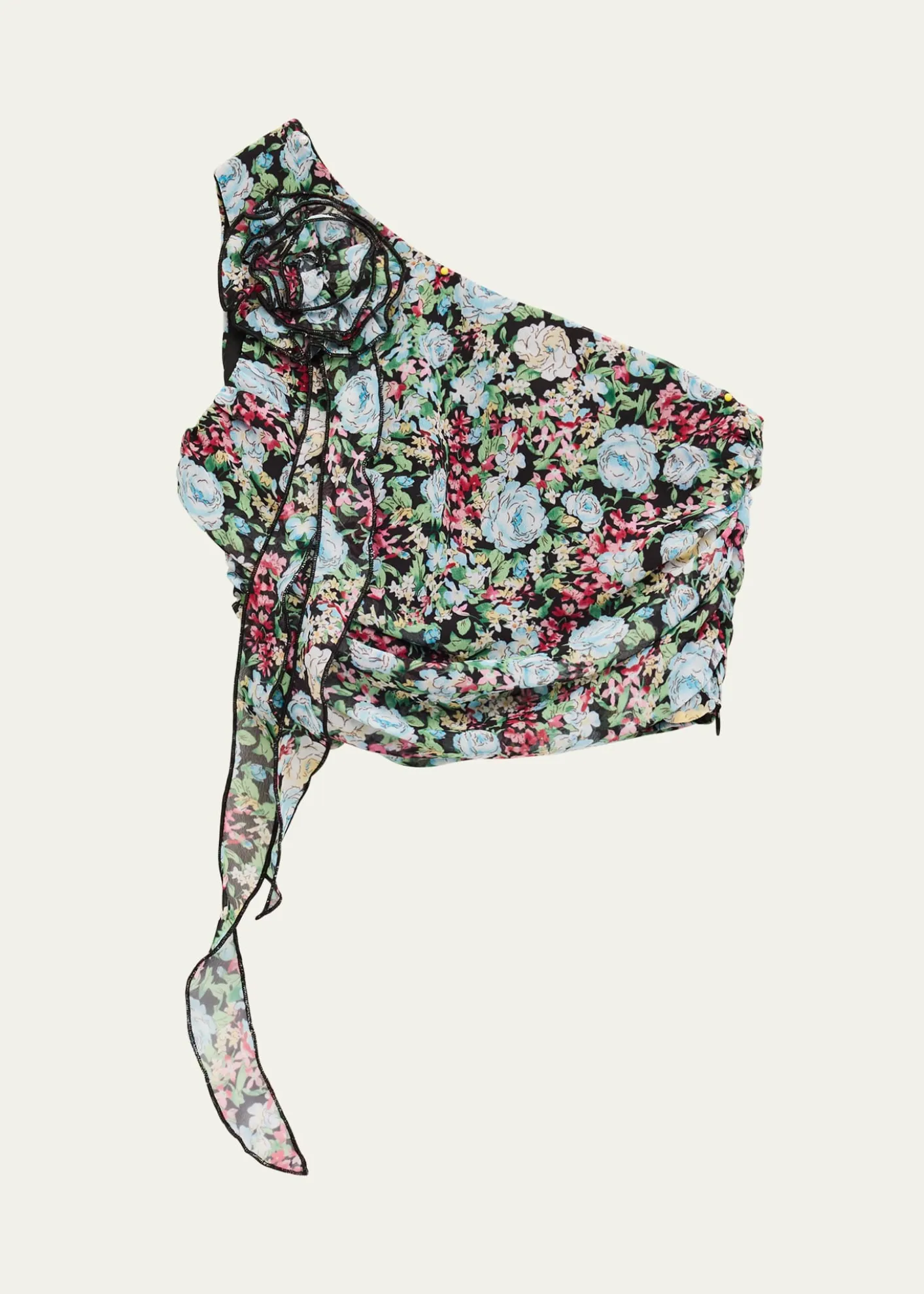 KatieJ NYCGirl's Tween Floral-Print One Shoulder Rossette Top, Size S-XL