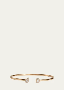Kendall RowFlexible 14K Yellow Gold Two-Stone Lab Diamond Cuff Bracelet