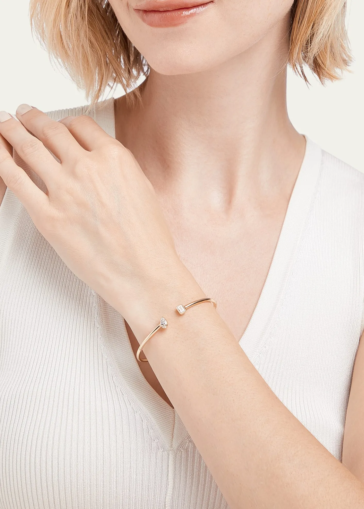 Kendall RowFlexible 14K Yellow Gold Two-Stone Lab Diamond Cuff Bracelet