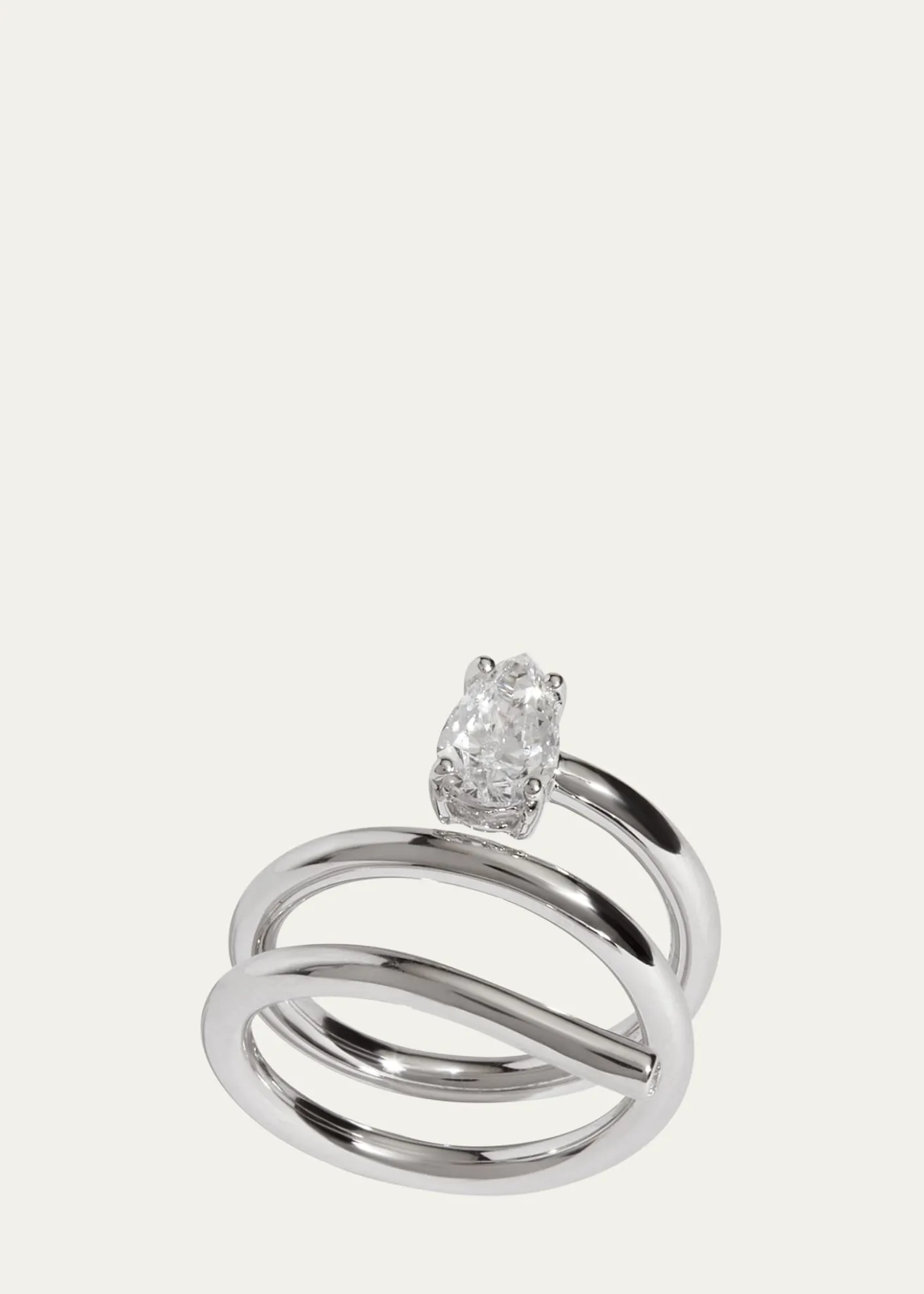 Kendall Row14K White Gold Pear Lab Grown Diamond Double Wrap Solitaire Ring, Size 6.5