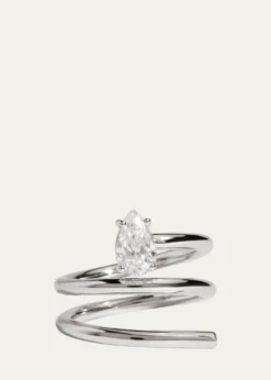 Kendall Row14K White Gold Pear Lab Grown Diamond Double Wrap Solitaire Ring, Size 6.5