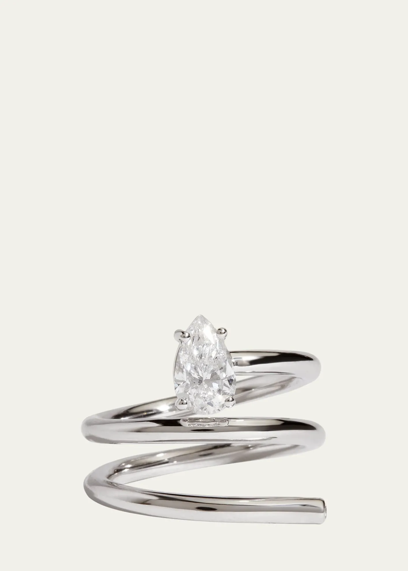 Kendall Row14K White Gold Pear Lab Grown Diamond Double Wrap Solitaire Ring, Size 6.5