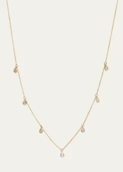 Kendall Row14K Yellow Gold Bezel Pear Diamond Station Necklace, 16-18"L