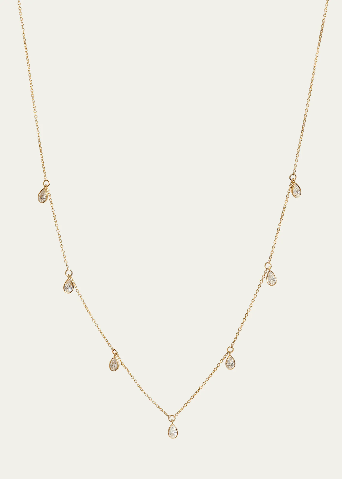 Kendall Row14K Yellow Gold Bezel Pear Diamond Station Necklace, 16-18"L
