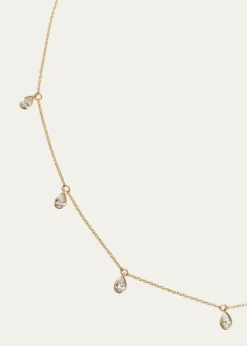 Kendall Row14K Yellow Gold Bezel Pear Diamond Station Necklace, 16-18