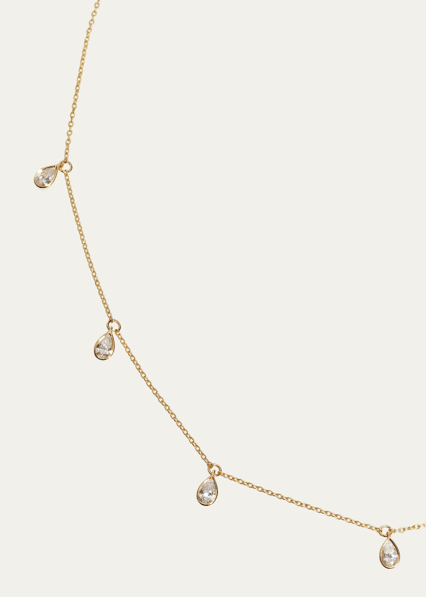 Kendall Row14K Yellow Gold Bezel Pear Diamond Station Necklace, 16-18"L