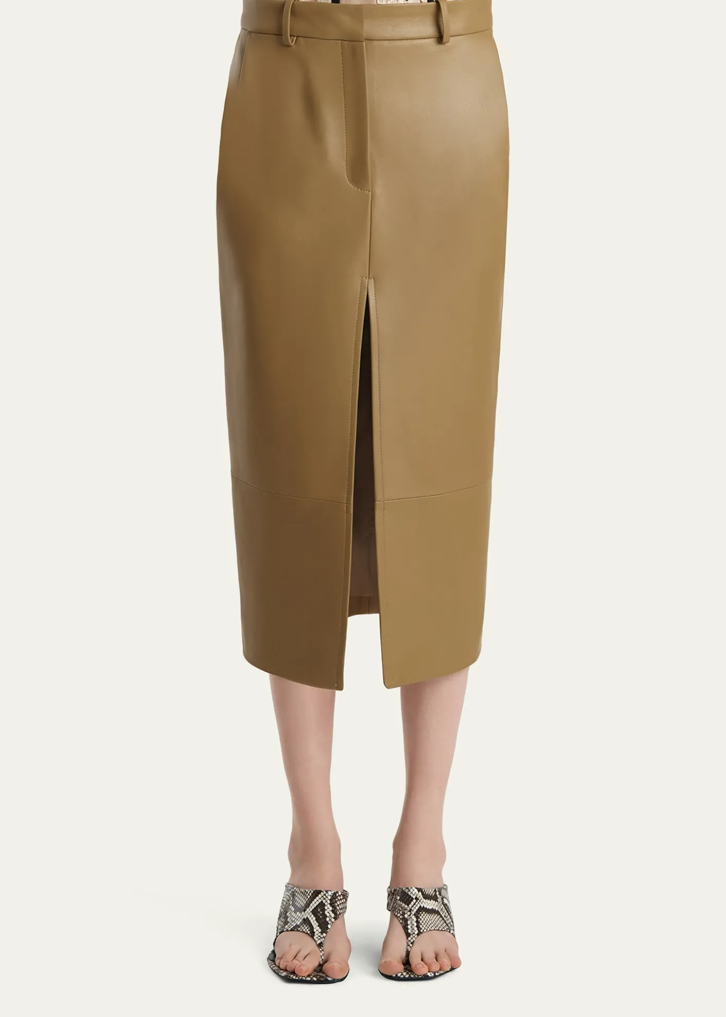 KhaiteAnden Leather Midi Skirt