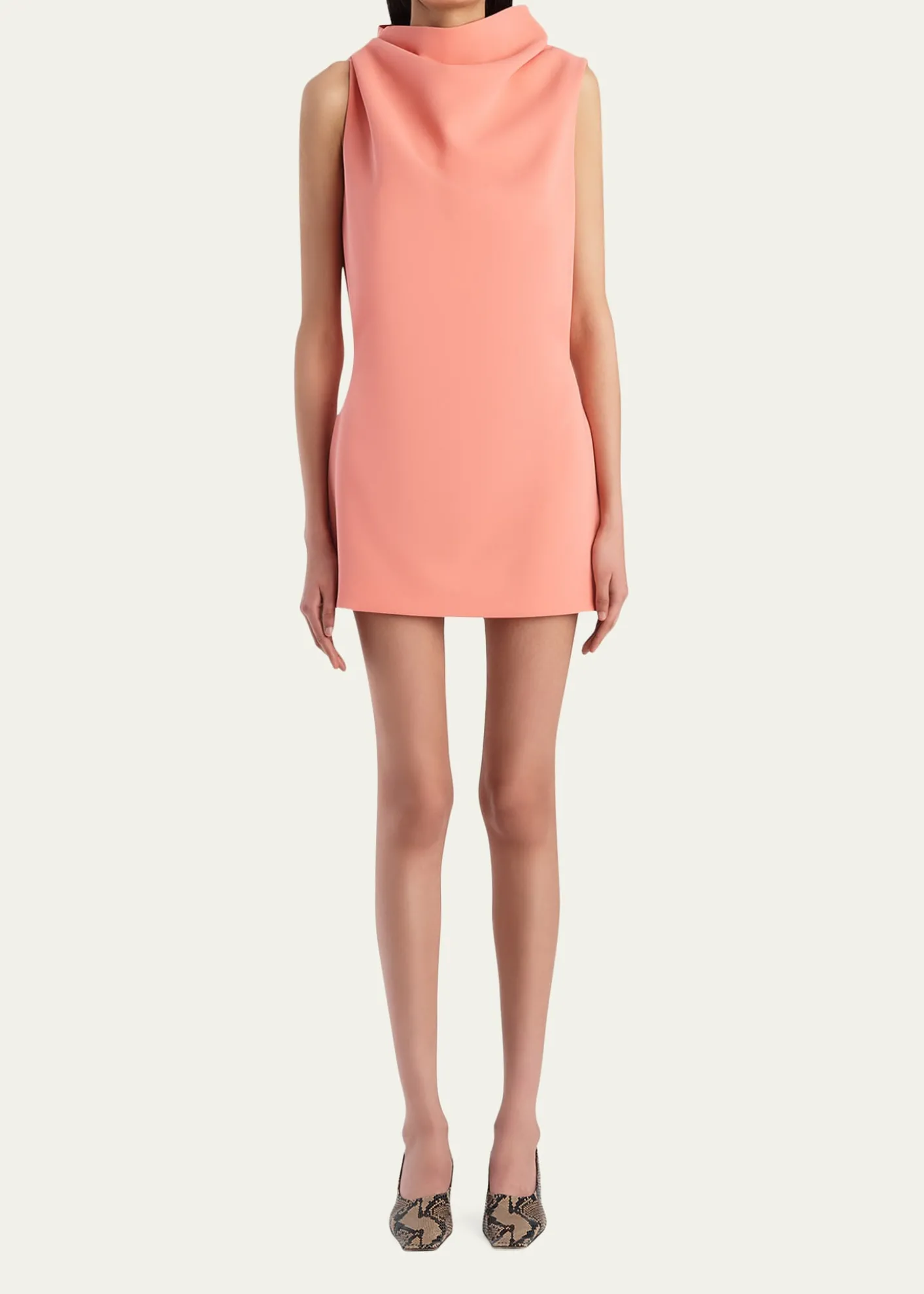 KhaiteAstor Cowl-Neck Sleeveless Mini Dress