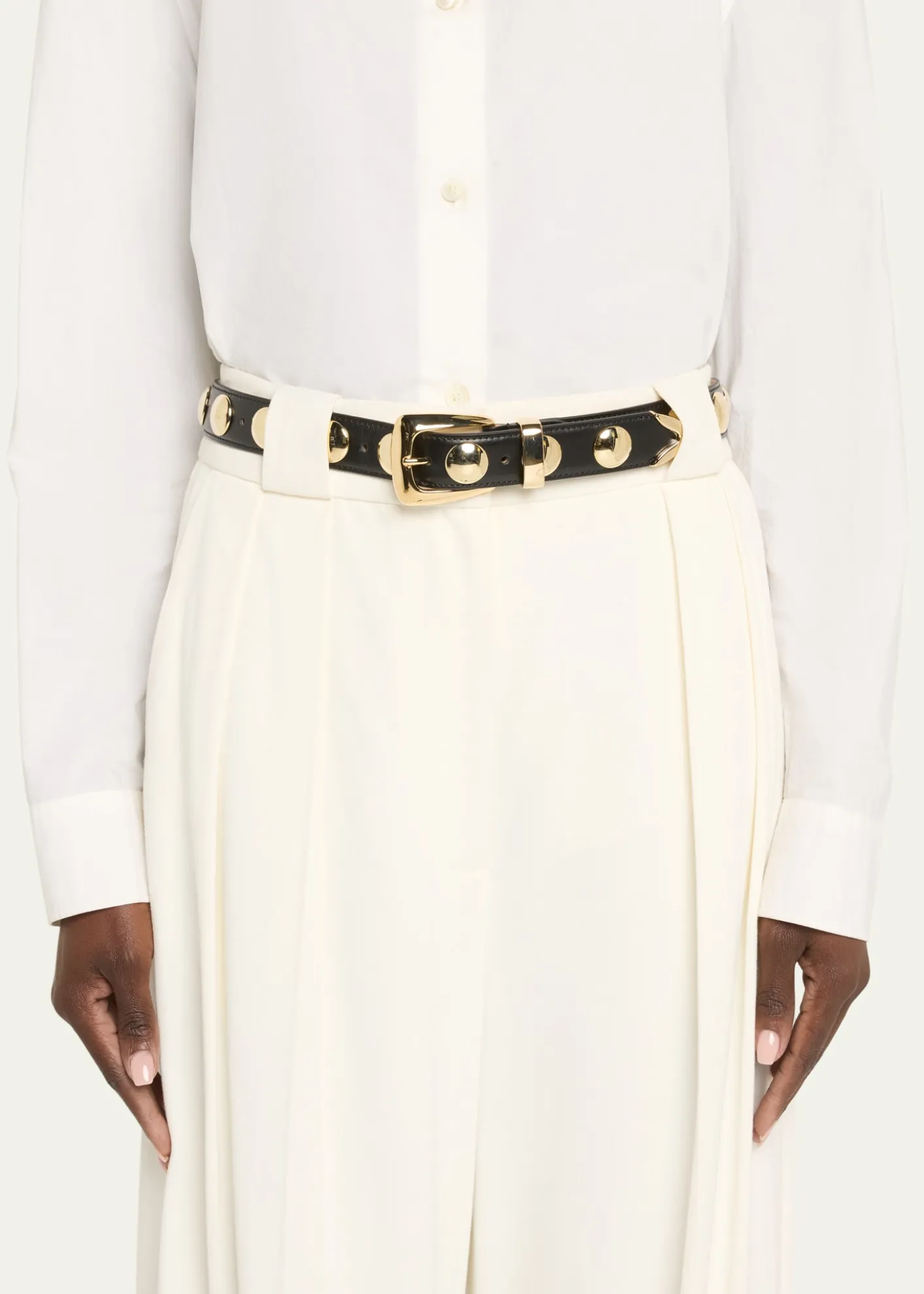 KhaiteBenny Leather Studded Belt