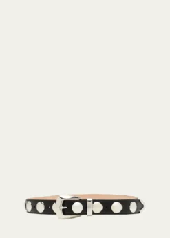 KhaiteBenny Silvertone Studded Leather Belt
