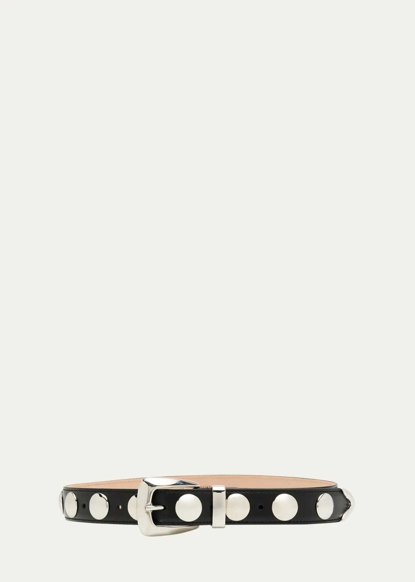 KhaiteBenny Silvertone Studded Leather Belt