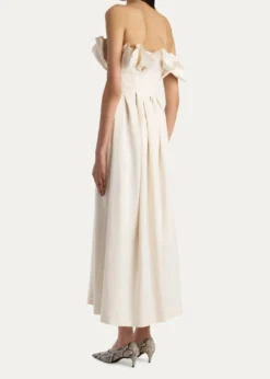 KhaiteClaude Pleated Ruffle Strapless Midi Dress