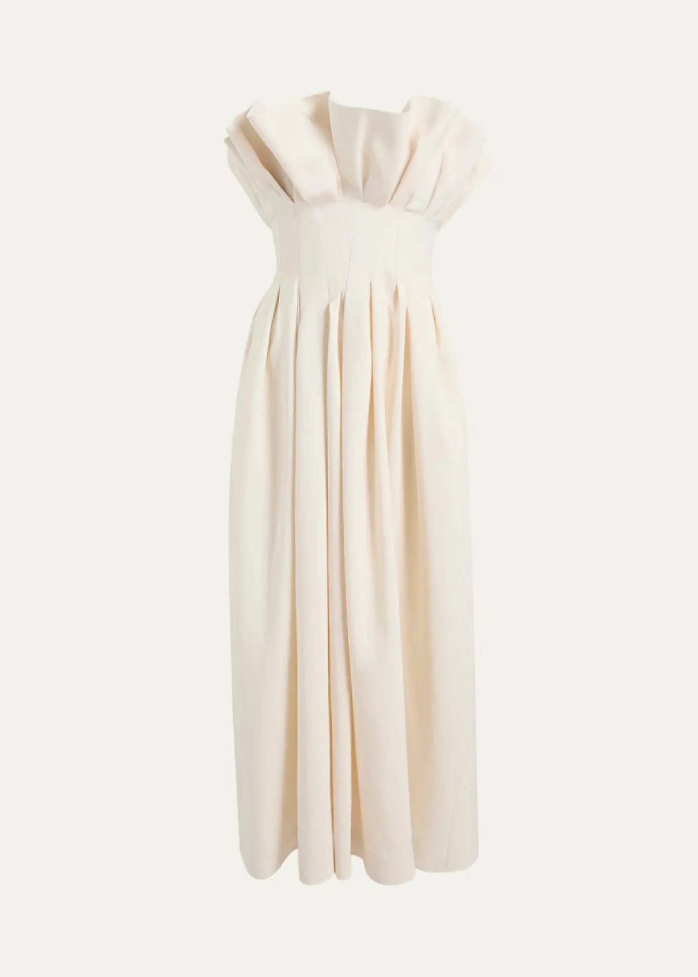 KhaiteClaude Pleated Ruffle Strapless Midi Dress