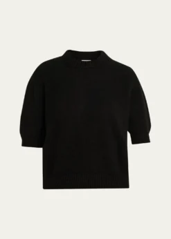 KhaiteDavin Short-Sleeve Cashmere Sweater