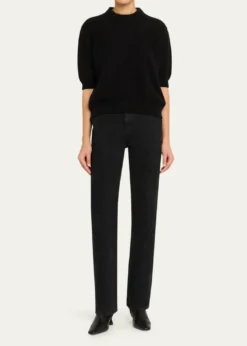 KhaiteDavin Short-Sleeve Cashmere Sweater