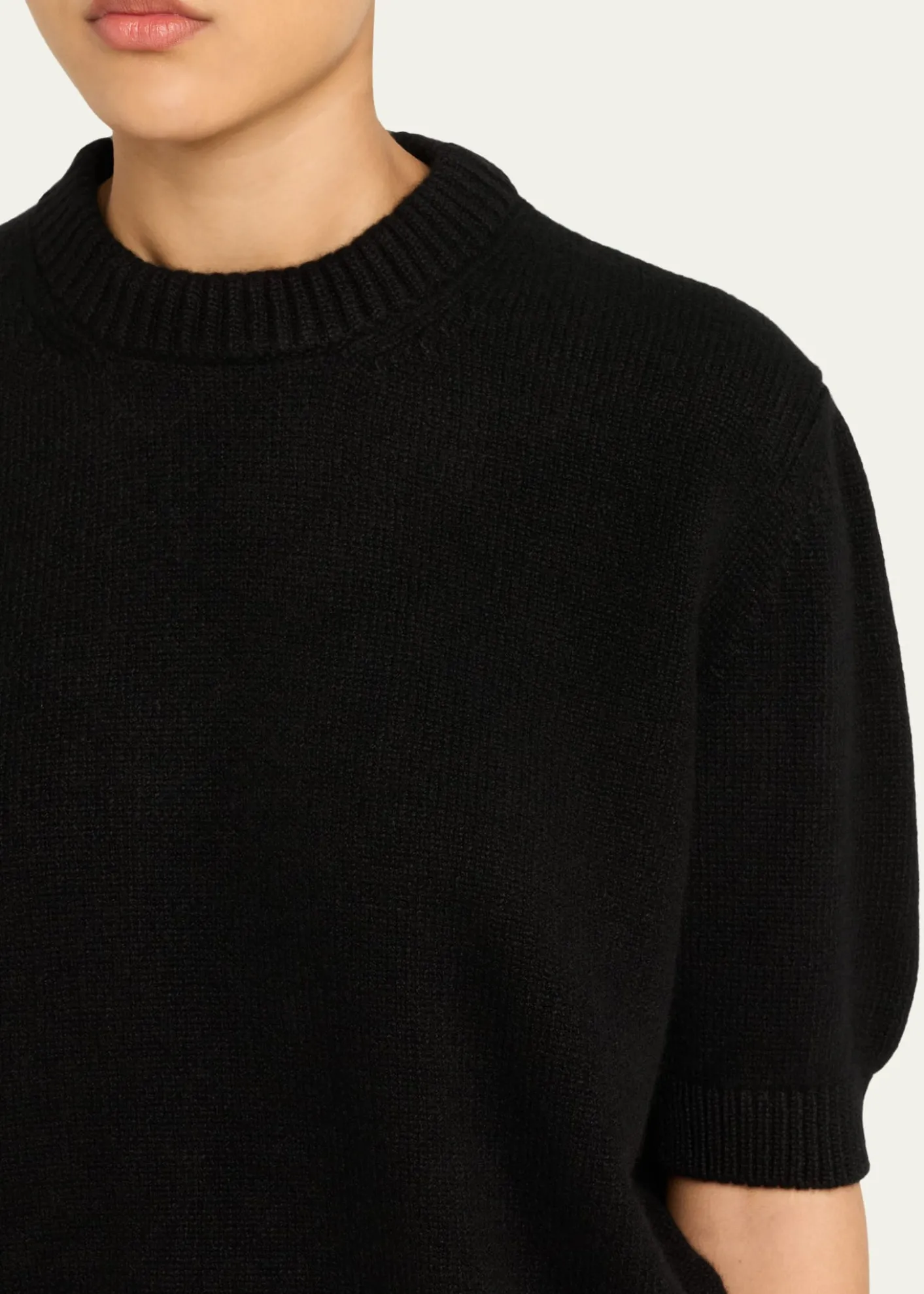 KhaiteDavin Short-Sleeve Cashmere Sweater