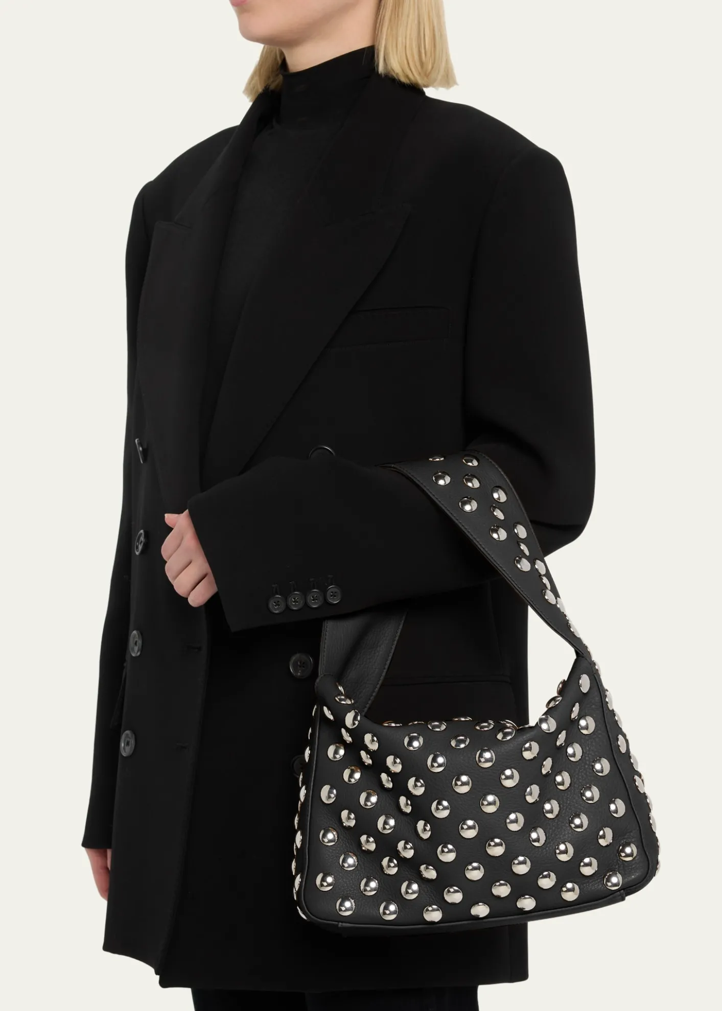 KhaiteElena Studded Leather Shoulder Bag