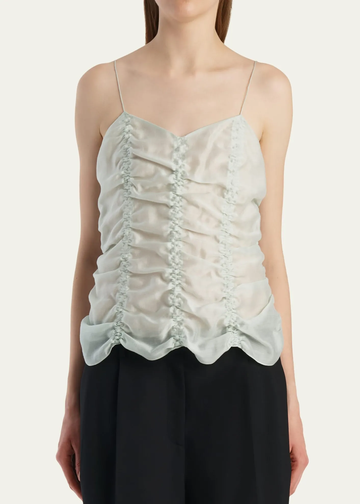KhaiteInara Ruched Silk Tank Top