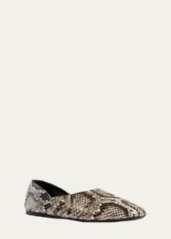 KhaiteJane Snake-Printed Leather Flats