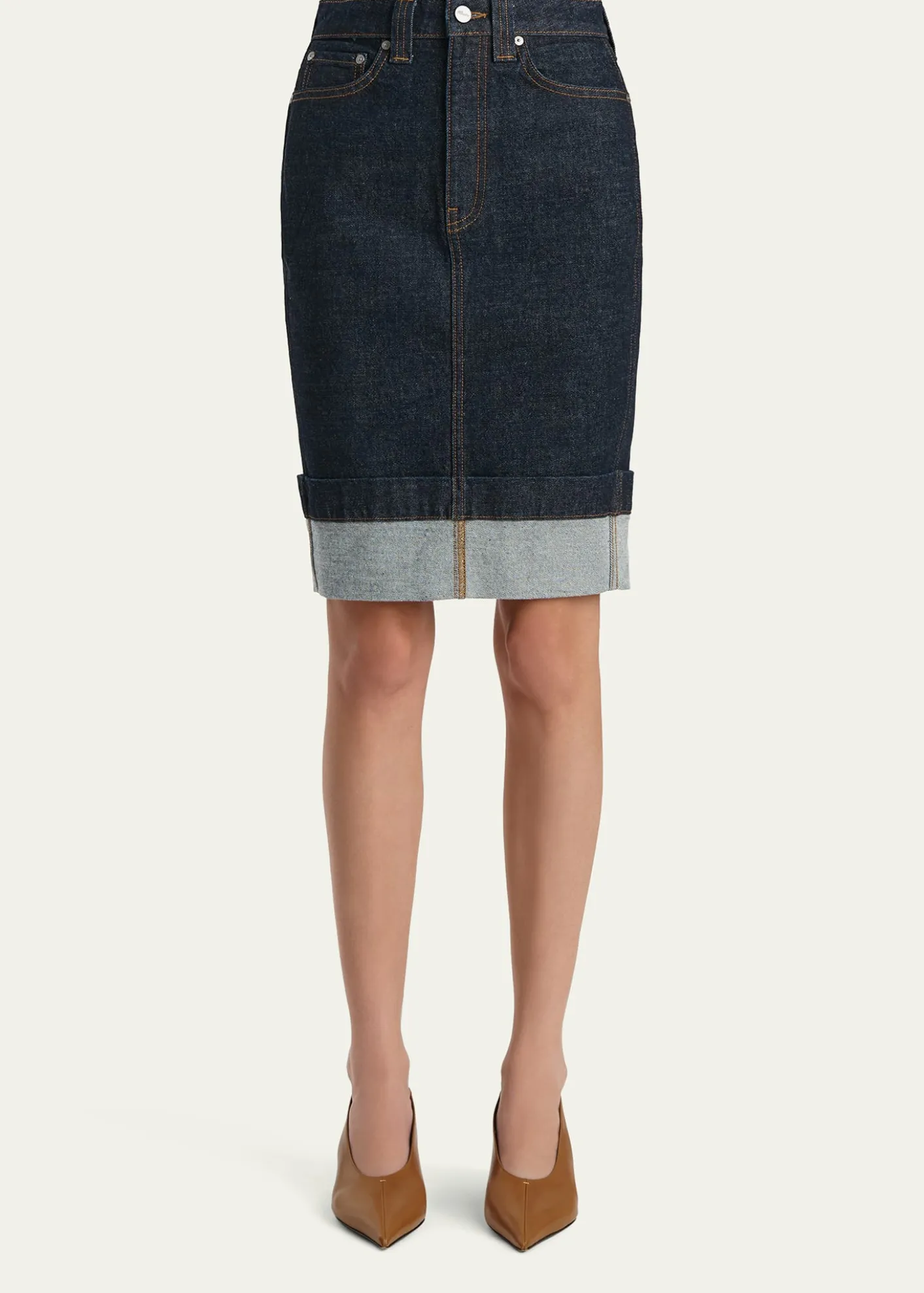 KhaiteKendra Cuffed Denim Skirt