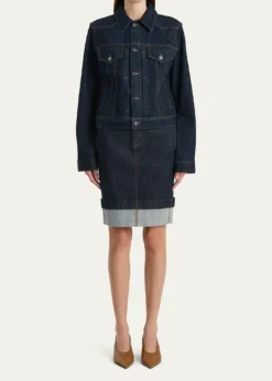 KhaiteKendra Cuffed Denim Skirt