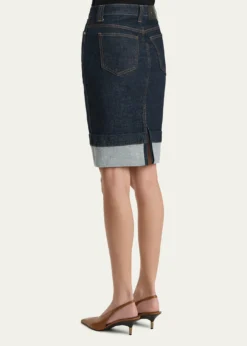 KhaiteKendra Cuffed Denim Skirt