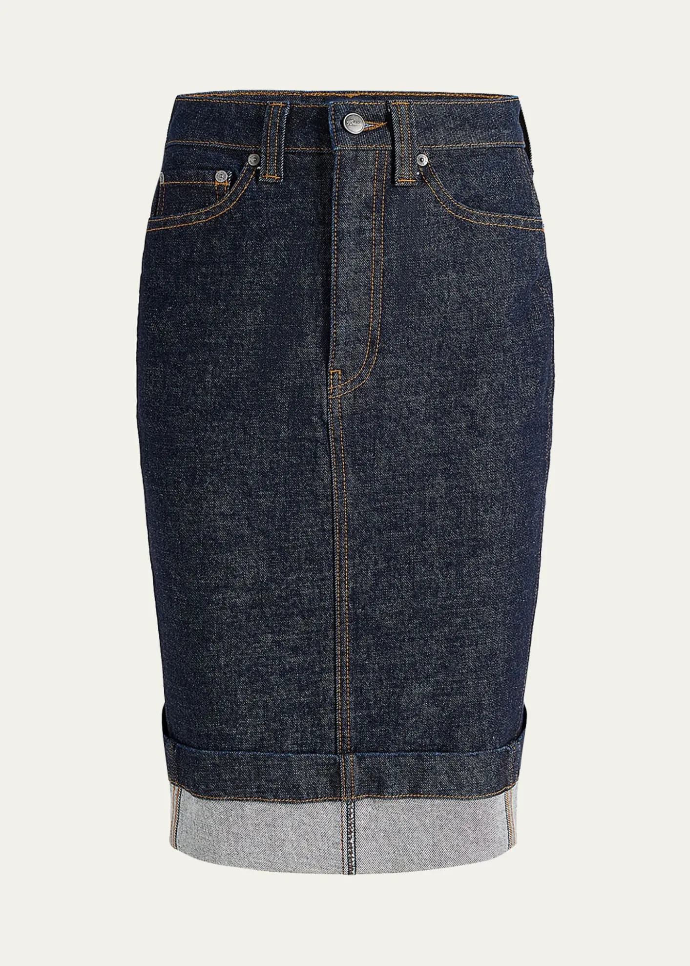 KhaiteKendra Cuffed Denim Skirt