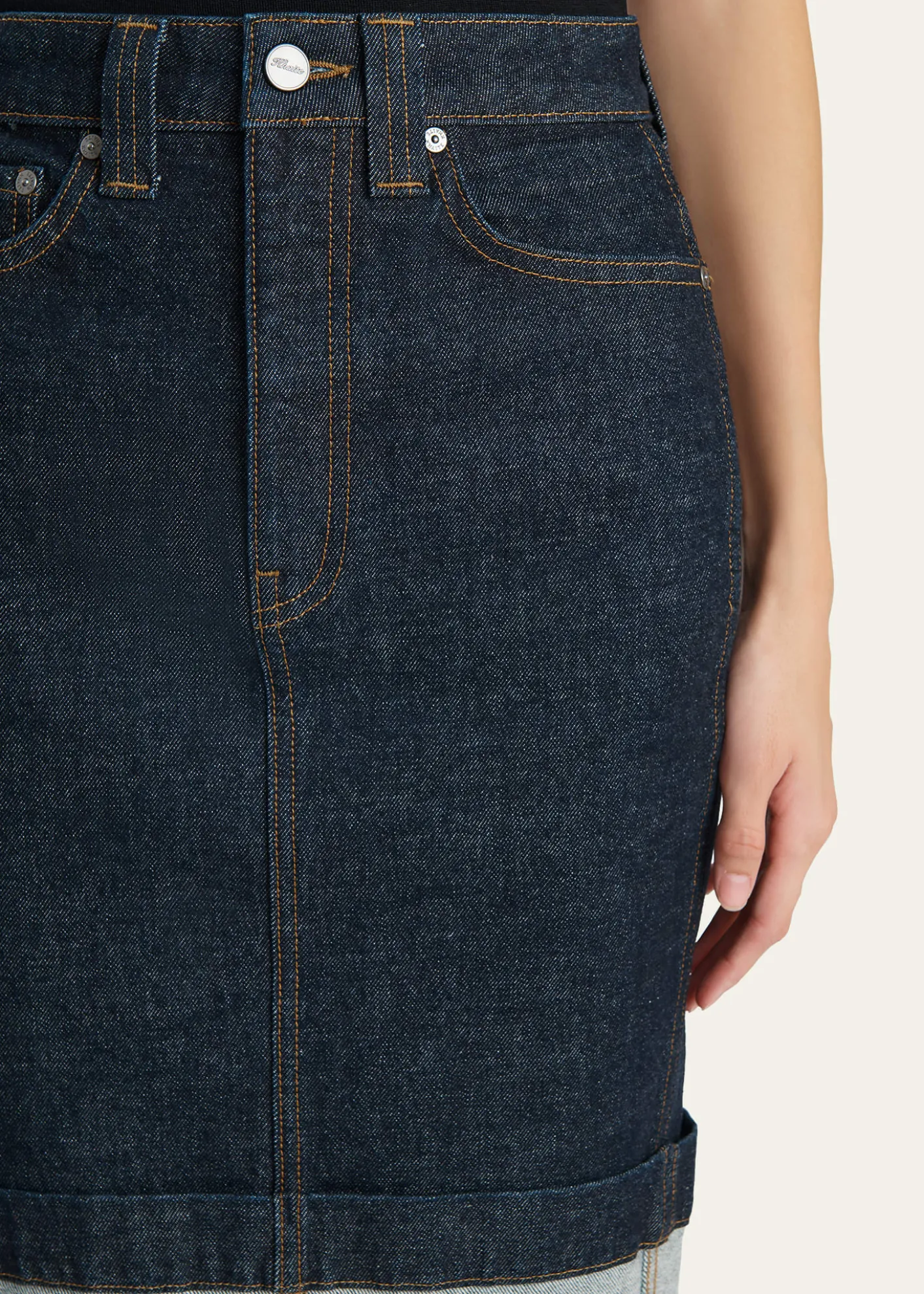 KhaiteKendra Cuffed Denim Skirt