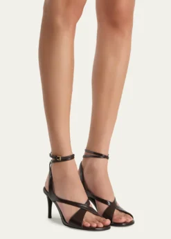 KhaiteLiria Leather Crisscross Wrap Ankle-Strap Sandals