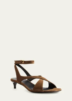 KhaiteLiria Suede Ankle-Strap Sandals