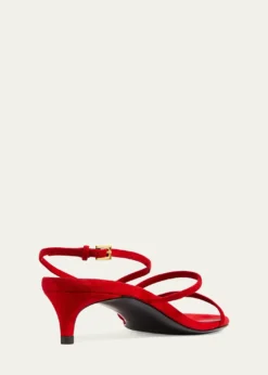 KhaiteLoop Suede Kitten-Heel Sandals