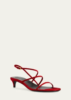 KhaiteLoop Suede Kitten-Heel Sandals