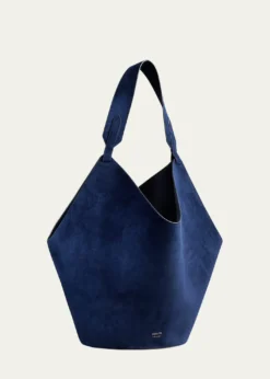 KhaiteLotus Medium Calfskin Suede Tote Bag