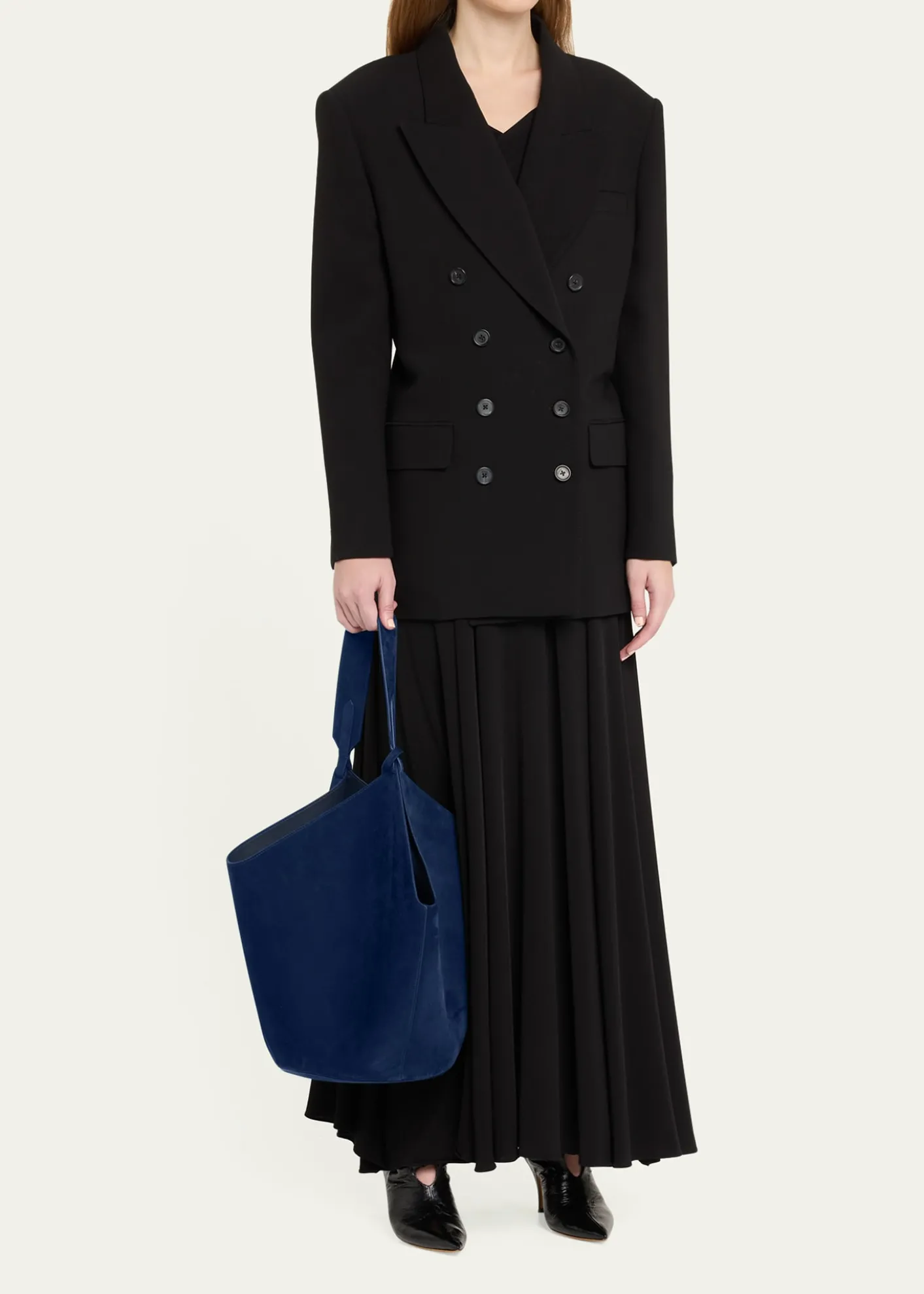 KhaiteLotus Medium Calfskin Suede Tote Bag