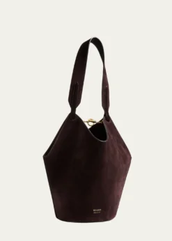 KhaiteLotus Mini Suede and Calf Hair Tote Bag