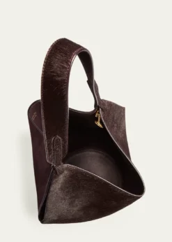 KhaiteLotus Mini Suede and Calf Hair Tote Bag