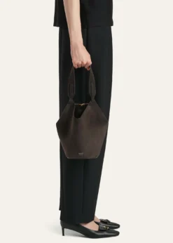 KhaiteLotus Mini Suede Tote Bag