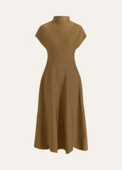 KhaiteLyra Mock-Neck Cap-Sleeve Midi Dress