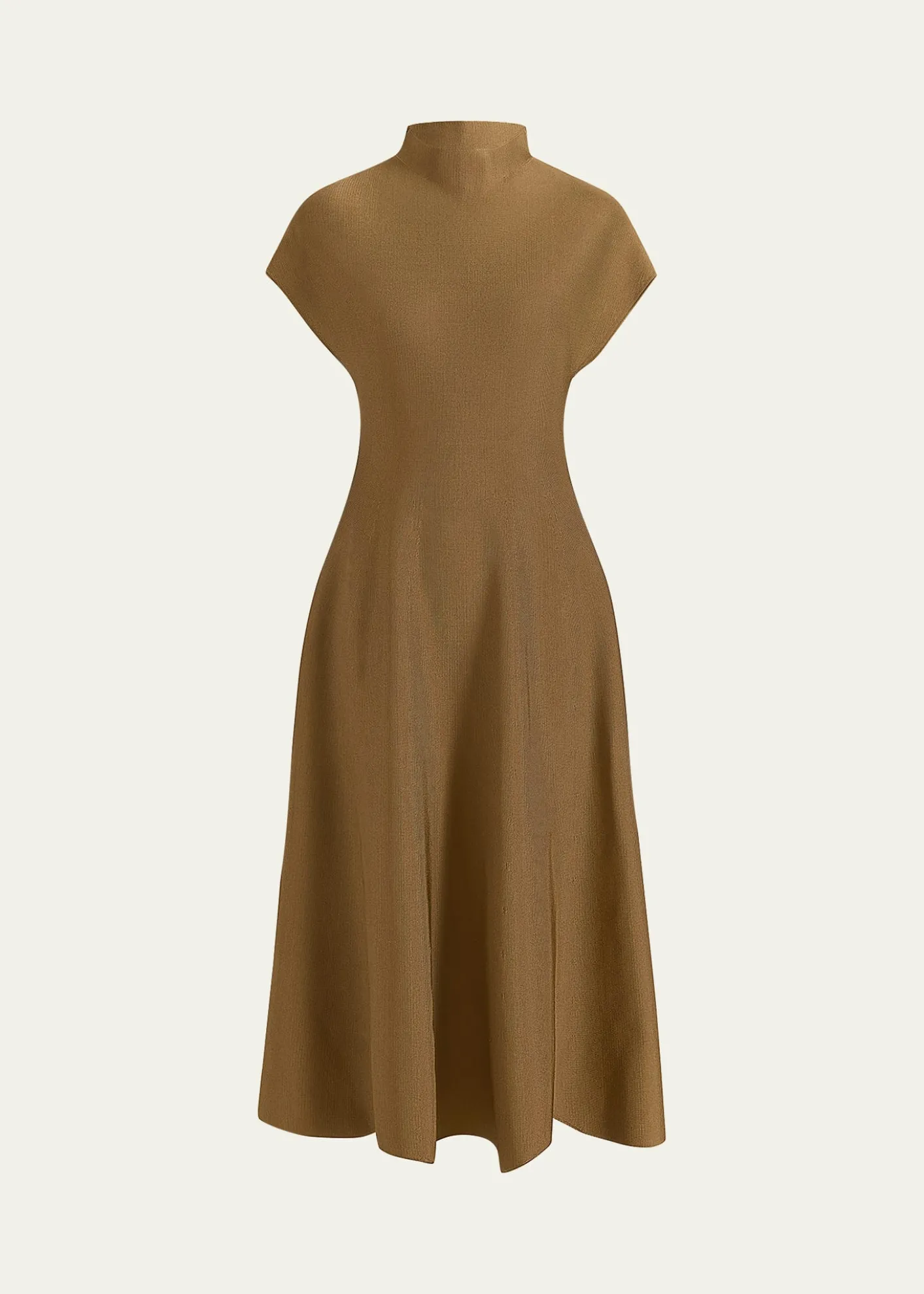 KhaiteLyra Mock-Neck Cap-Sleeve Midi Dress