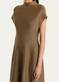 KhaiteLyra Mock-Neck Cap-Sleeve Midi Dress